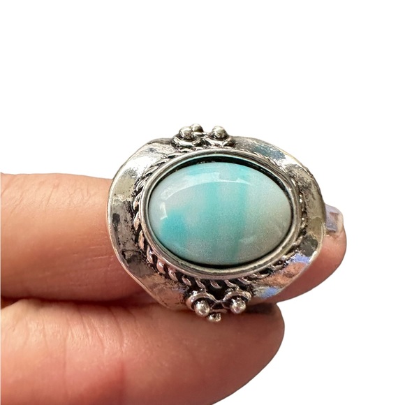 Vintage Look Silver and Sky Blue with White Center - Picture 4 of 6